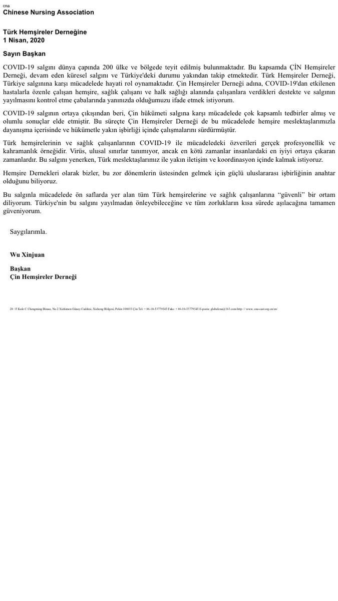 Çinde'ki meslektaşlarımızdan haber var !
<a href="/saglikbakanligi/">T.C. Sağlık Bakanlığı</a> 
<a href="/drfahrettinkoca/">Dr. Fahrettin Koca</a> 
<a href="/OstomiYara/">Yara Ostomi Inkontinans Hemsireleri Dernegi</a> 
<a href="/TYBHD/">TYBHD | #NursingNow</a> 
@onkohem 
<a href="/tndthd/">Türk Nefroloji, Diyaliz ve Transplantasyon Hem Der</a> 
<a href="/AhemderOrg/">ahemder</a> 
<a href="/thdizmir/">THD İzmir Şubesi</a> 
<a href="/thd_ok/">THD Öğrenci Komisyonu</a> 
<a href="/fatihportakal/">fatih portakal</a> 
<a href="/KucukkayaIsmail/">Ismail Kucukkaya</a> 
<a href="/fatihaltayli/">Fatih Altayli 🔴🇹🇷</a> 
<a href="/veyisates/">Veyis Ateş</a> 
<a href="/abdulkdir_selvi/">abdulkadir selvi</a> 
@ugurdundarsozcu 
<a href="/emrkongar/">Emre Kongar</a> 
<a href="/Rauf_Tamer/">Rauf Tamer</a>