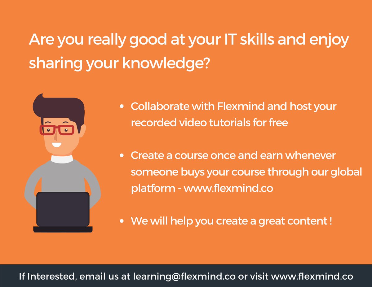 Flexmind_co's tweet photo. Inviting IT experts to collaborate with us and host their video tutorials on our platform https://t.co/ipwdcssGK5 for free.

#selfpacedlearning #selfpacedcourses #elearning #learningmanagementsystem #upskill #reskill #workfromhome #wfh #edtech #learning #edtechchat #edtechs https://t.co/aCiuJW3nCR