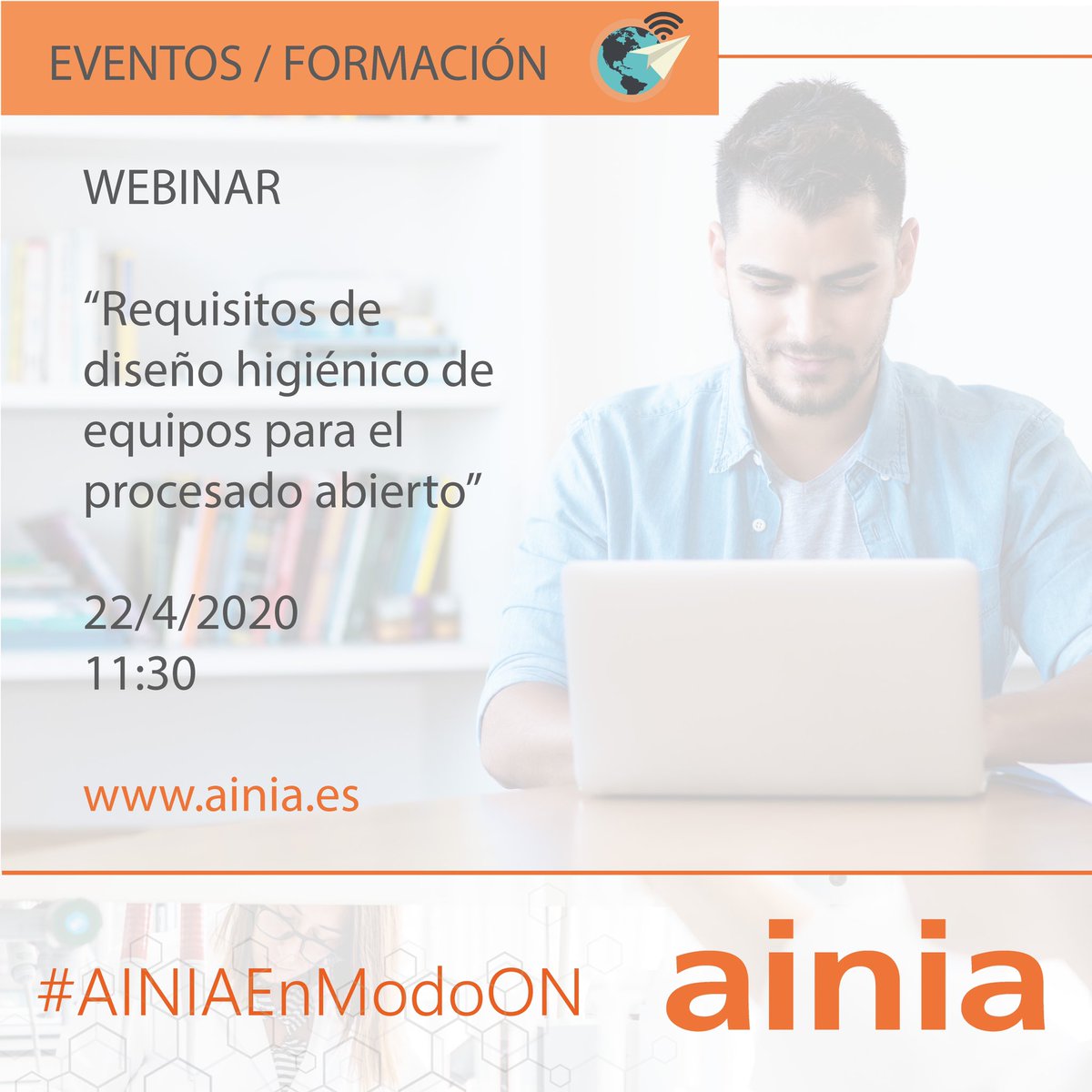 ainiatecnologia's tweet photo. El próximo miércoles 22 de abril, te esperamos en nuestro Webinar “Requisitos de diseño higiénico de equipos para el procesado abierto”.
Las inscripciones son gratuitas.
https://t.co/RSBN5drDLm
#AINIAEnModoON #ainiformacion #eventosainia https://t.co/0nsLXh160k