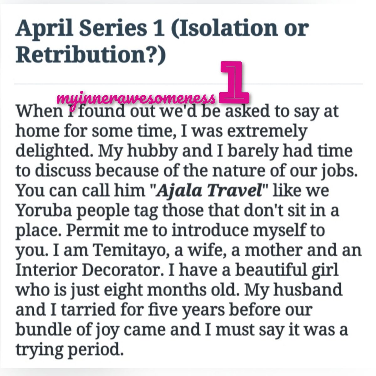 darey_dami's tweet photo. MIA Series is back!
Yaaay!!!
April is gonna be lit...
Visit the blog to read and contribute. 
#stayathome #coronavirus #covid19 #family #isolation #staysafe #miaseries https://t.co/bGRJFjz964
