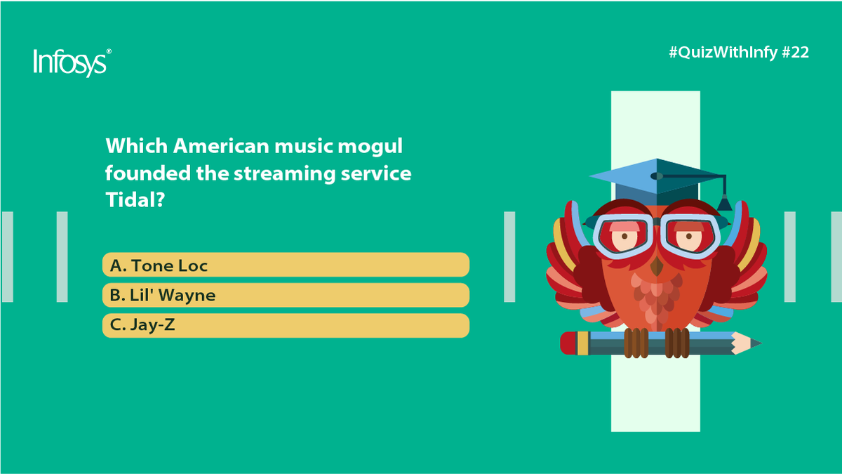 InfosysCareers's tweet photo. Welcome back to #QuizWithInfy #22, where we test your trivia chops - and hope that you learn something new in the process! With everything going on in the world today, many find solace in #music - so here’s some music trivia to kickstart things this week! https://t.co/rPTkAjdOpU