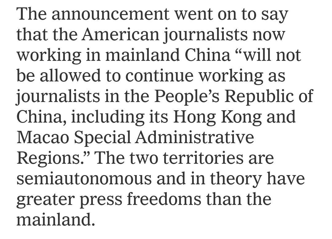 There are way too many things that have happened in HK, and they are still going on. Multiple pro-democracy leaders are being arrested for insane reasons, and multiple American press are being banned from HK, ordered by China.