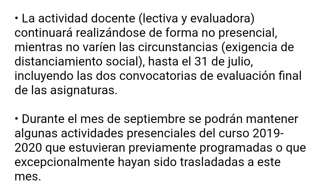 ConchiLillo's tweet photo. Pues ya es oficial, en la @usal también se suspende la actividad presencial hasta al menos el 31 de julio 🙄 https://t.co/7C11n0nM1o