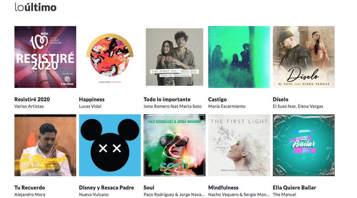 portaldemusica's tweet photo. Aquí tienes las 10 novedades que tenemos hoy para ti:
#Resistiré2020 - @CADENA100
#Happiness - #LucasVidal
#TodoLoImportante - @_ismaromero_ feat. @martasoto
#Castigo - @mariaot2018
#Díselo - @_elSuso feat. @ElenaLaVozA3
#TuRecuerdo - #AlejandroMora https://t.co/UNtIVAWuE9