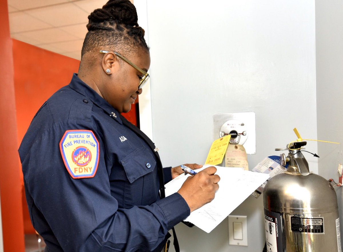 joinFDNY's tweet photo. “Working in this field is important because our inspections are helping to keep buildings in the city safe, not only for the customers, but also for our first responders,” said #FireProtectionInspector Tamika Adams-Allicock. Read more about her at https://t.co/Qel1vl3Rmd. https://t.co/njvcd8YewB