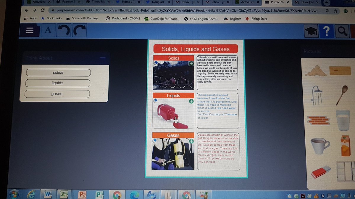DouglasFirSome1's tweet photo. A brilliant piece on solids, liquids and gases from Tilly using Purple Mash. I'm glad you enjoyed the activity! #SomervillePrimHomeLearning 
@purpleMash #somervilleprimscience https://t.co/vZe5n5gMZE