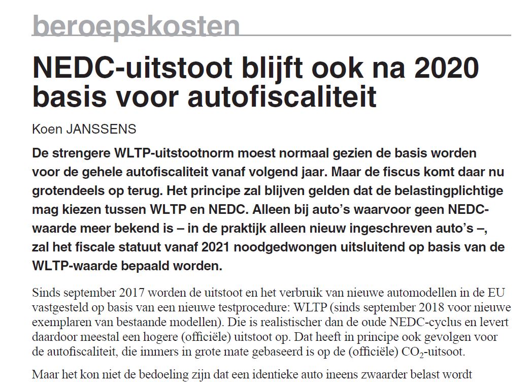 FiscAct's tweet photo. Dan toch geen 'geruisloze' verzwaring autofiscaliteit op 1.1.21. Lagere NEDC-uitstootnorm mag ook in 2021 nog gebruikt worden. https://t.co/AVQ759mqw4