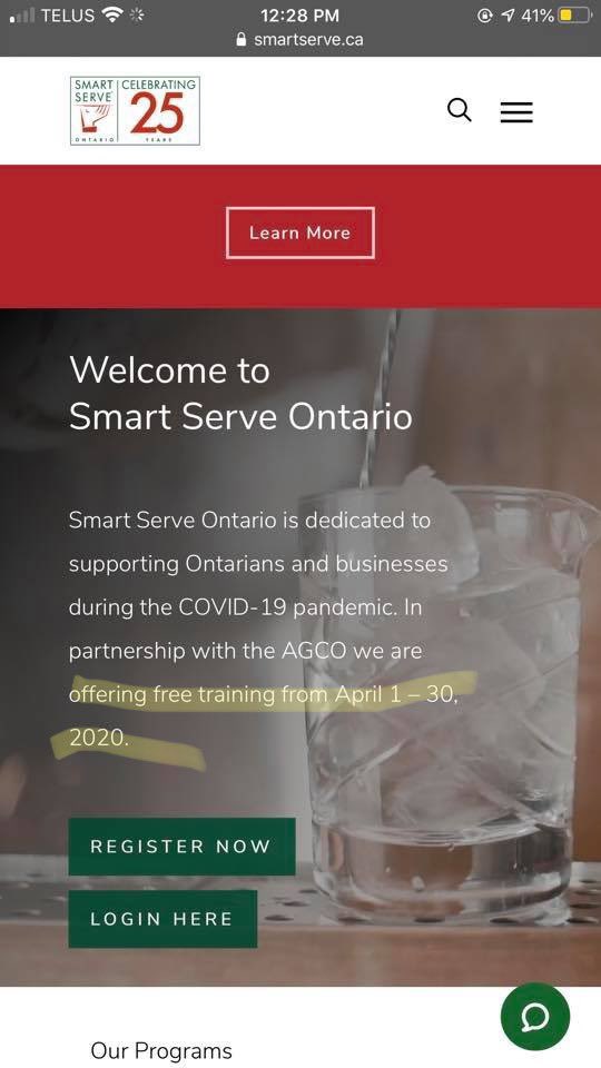 Students, are you bored at home? Smart Serve training is free this month! Can be taken at any age.