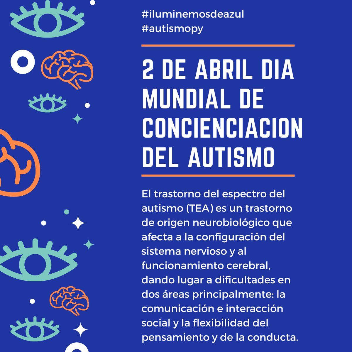 Maryreizvoll's tweet photo. Hoy 2 de abril recordamos el día mundial del autismo... En medio una crisis sanitaria mundial cuyo encierro afecta exponencialmente a muchos niñ@s azules que sufren el quiebre de sus rutinas, lo cual a muchos les resulta muy doloroso 😔💙💙 #autismoinfantil #autismopy #2deAbril https://t.co/4GsIlzNZnV