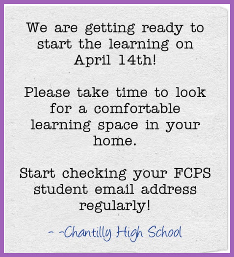 Chantilly_HS's tweet photo. Gearing up for distance learning! #ChantillyPride https://t.co/6yrd6Pxnbu