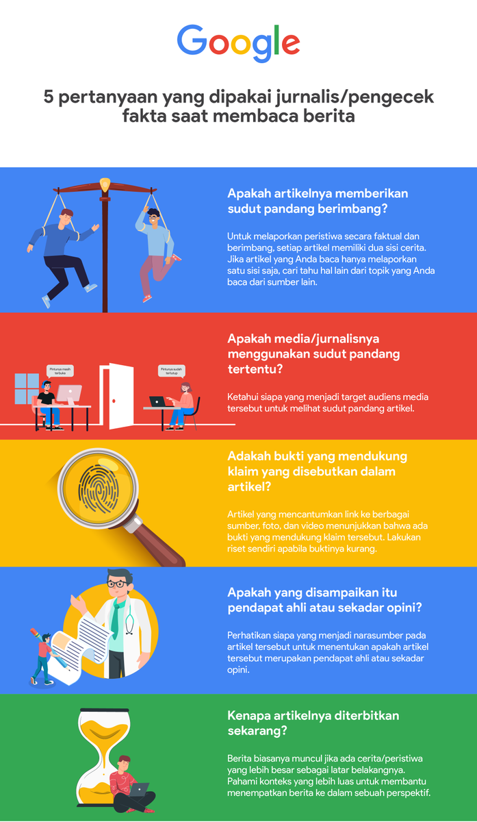 Untuk memperingati hari Cek Fakta Internasional, kami merangkum 5 pertanyaan yang biasa digunakan para jurnalis atau pengecek fakta saat membaca berita, di sini! 👉🏼 goo.gle/2X3Lmx0