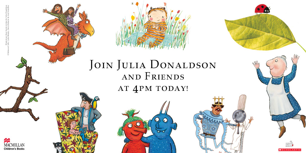 TheRealGruffalo's tweet image. EXCITING NEWS! #JuliaDonaldson will launch her first weekly broadcast TODAY at 4pm. The star illustrator on today’s ‘Julia Donaldson &amp;amp; Friends’ is #AxelScheffler. So get the family together and tune into facebook.com/OfficialGruffa…
