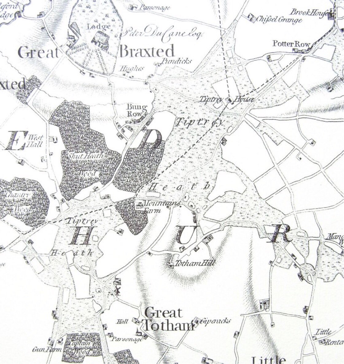 2. The general ‘rules’ for identifying  #medieval greens/commons were described by the great Oliver Rackham. There aren’t very many and they can straightforwardly be explored in the landscape today. You’ll see them in this 18thC map of Tiptree Heath, Essex, and ...