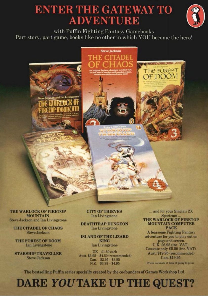 In the 1980s Puffin Books also introduced a generation to Fighting Fantasy adventures. To this day I still hear from readers who swear Starship Traveller was unsolveable!