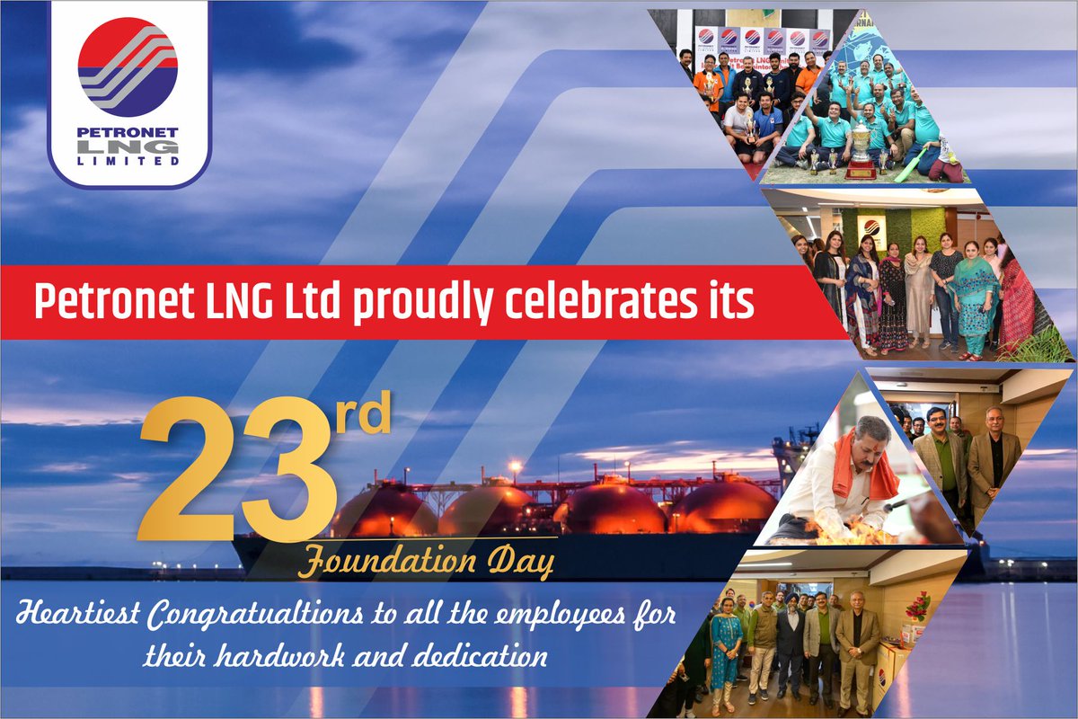 PetronetLNGLtd's tweet image. #PetronetLNG celebrates its 23rd Foundation Day today. Congratulations to the entire #PLLFamily on this momentous occasion. Let us all take proactive measures of safety, social distancing and staying indoors and stand by the nation to combat #COVID19
#PLLFoundationDay