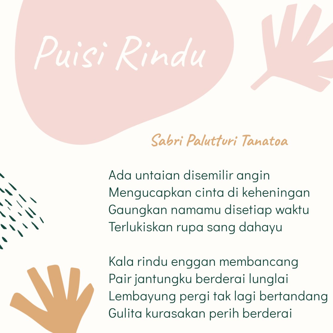 Social distance bikin kamu gabut dirumah? Coba bikin hal-hal yang seru dan belum pernah kamu kerjakan, atau melakukan hobi yang sudah jarang kamu lakukan. Misalnya aku membuat puisi, maaf ya jelek 😁