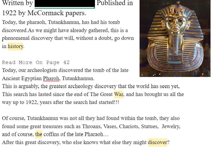 Thank you to 6th class for engaging so well with our Ancient Egypt topic, for creating such fantastic artefacts from recycled materials, and for breaking Egyptology news from 1922! #ourmummieslikeourprojects #thatsawrap #cartouché