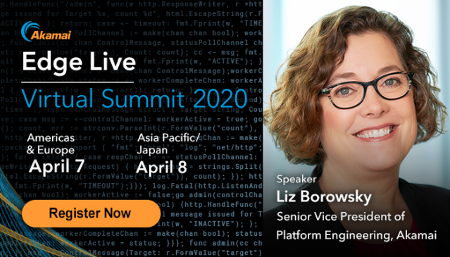 BorowskyLiz's tweet photo. .@Akamai’s Liz Borowsky shares insights on how social distancing puts pressure on the day-to-day condition of the Internet. Register now for #EdgeLive. https://t.co/ACSGr53KxD https://t.co/Vgf2KCHhYs