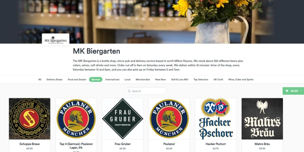 The web shop is live! 👉 mkbiergarten.co.uk/web-shop. Cans, bottles, tap, wine, cider &amp; soft drinks + snacks, merchandise &amp; delivery boxes. Delivery Sat 12-6pm + 'click and collect' Tue &amp; Fri 5-7pm. Cut off: midnight the day before, £20 min. Kind feedback is very welcome. 🙌 #loveMK