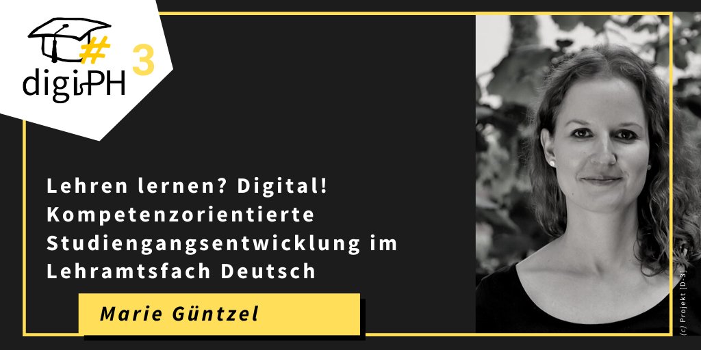 virtuelleph's tweet photo. Marie Güntzel vom @D3_Projekt spricht heute um 17:30 bei der #digiPH3 über kompetenzorientierte Studiengangsentwicklung im Lehramtsfach Deutsch. #TwitterCampus #DigitalTurn
Teilnahme ist kostenlos & auch ohne Anmeldung möglich!
Näheres dazu: https://t.co/DK3bF2jGV2 https://t.co/sqc5vqFsyz