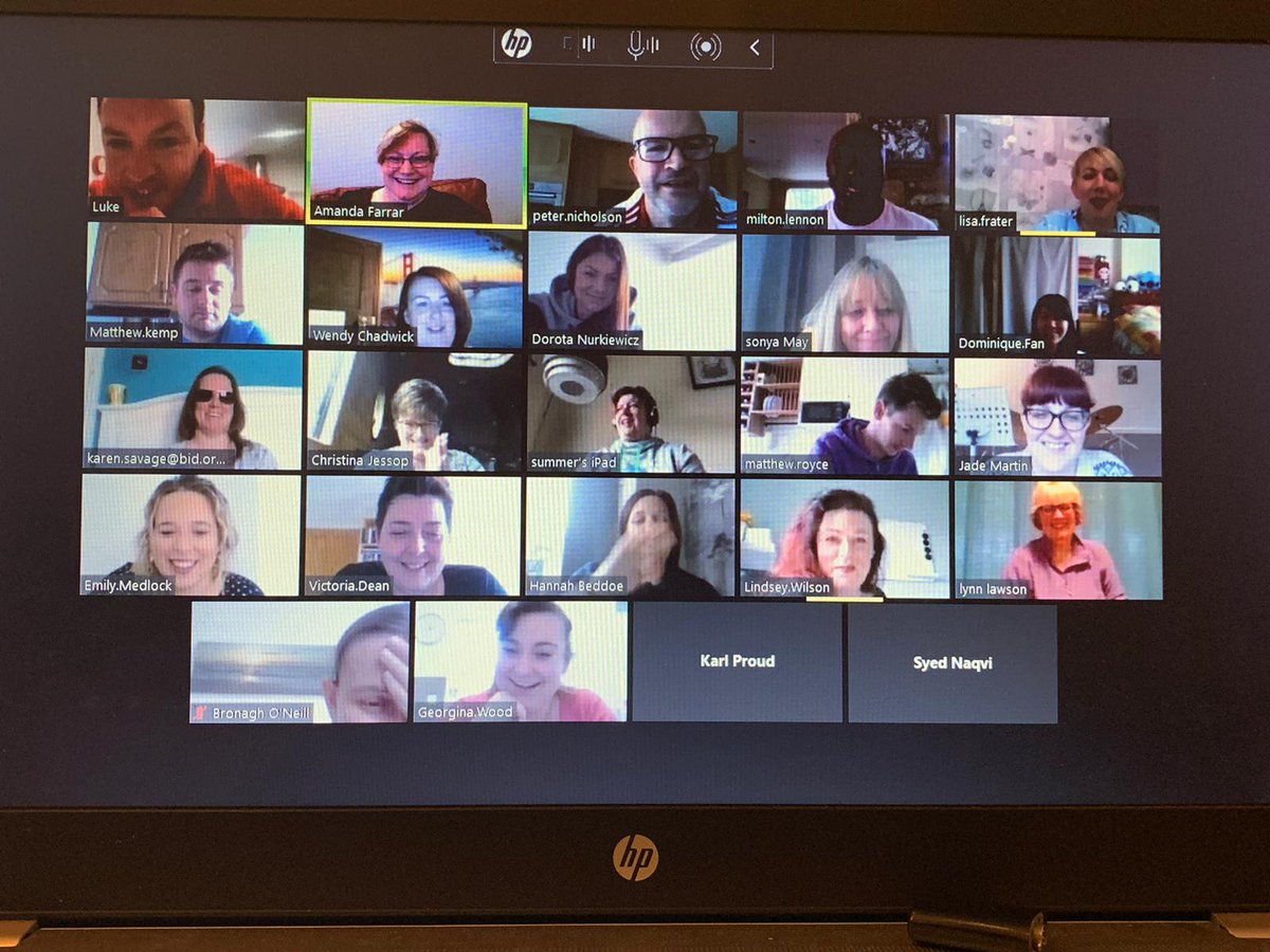BIDLeeds's tweet photo. A successful team meeting from us at Leeds. Making the most of technology to catch up. #keepingintouch #leedsteam #gettingthehangofthistechnology #Socialisolation #StayHomeStaySafeSaveLives #LHSLS https://t.co/zfzJrlp58R