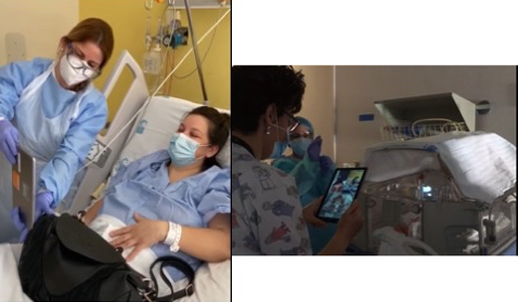 NeonatologiaHC1's tweet photo. No dejamos a nadie atrás. Los Institutos del Niño y del Adolescente y el de la Mujer del Hospital Clínico San Carlos en Madrid @ClinicoSCarlos conectamos tras el parto por videollamada a las madres COVID+ aisladas y a sus recién nacidos, para que se vean y oigan. #SomosClinico https://t.co/mxu2jcImZ1