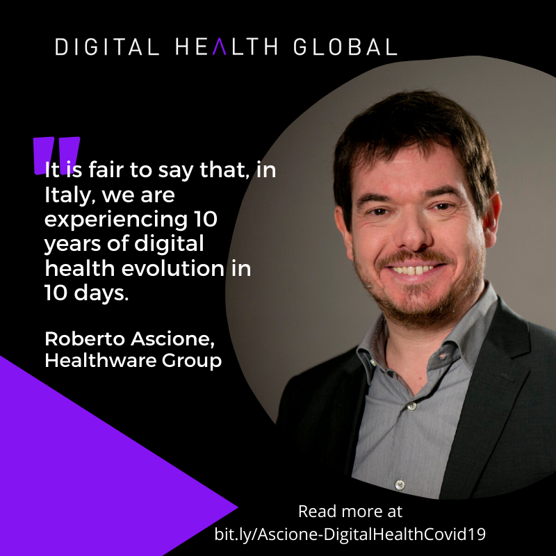 DigiHealthGlbl's tweet photo. #coronavirus Watch the interview with @RobertoAscione  CEO @healthware_intl &amp; global #DigitalHealth expert, curated by @jessdamassa the "IT girl" of #HealthTech about the answer to the #COVID19 #emergency by the ecosystem of #innovation in Italy
#startups #chatbots #videovisit https://t.co/OCWIP7JFK2