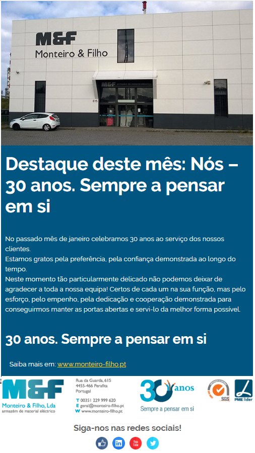 monteiroefilho's tweet photo. Newsletter M&amp;F – Abril 2020
https://t.co/DFAQtO4BSb
#Newsletter #MonteiroeFilho #Abril2019 #Campanhas #Destaque #30anos #SempreaPensarEmSi #Equipa #MaterialElectrico #ProdutosdeElectronica #RuaDaGuadra #Perafita #RuaSacaduraCabral #LeçadaPalmeira #Matosinhos https://t.co/nWFEEioh0t