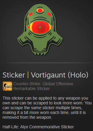 playBUGGi's tweet photo. Sticker | Vortigaunt (Holo) .
To enter:
-Retweet & Follow ME 😋
-Like & Retweet (to enter) MY Pinned tweet📌
-Tag A mate 👬
Thats it!
ENDS IN 24 HOURS!
GOODLUCK
#csgo #CSGOGIVEAWAY #CSGOSkins #csgosticker #BUGGi https://t.co/LsrYb5cYmM