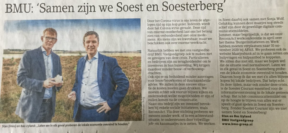 Leuk! Onze oprichter <a href="/Stanuyland/">Stan Uyland</a> in de <a href="/SoesterCourant/">Soester Courant</a>. Over het belang van lokale informatievoorziening en natuurlijk over zijn missie: het helpen van werkzoekenden bij het vinden van werk. #Jobmaatjes #arbeidsmarkt #werkeninkomen