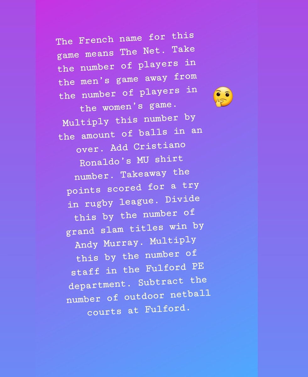 Lets get quizzy! Solve the riddle 🙋‍♀️🙋‍♂️ @fulfordschool