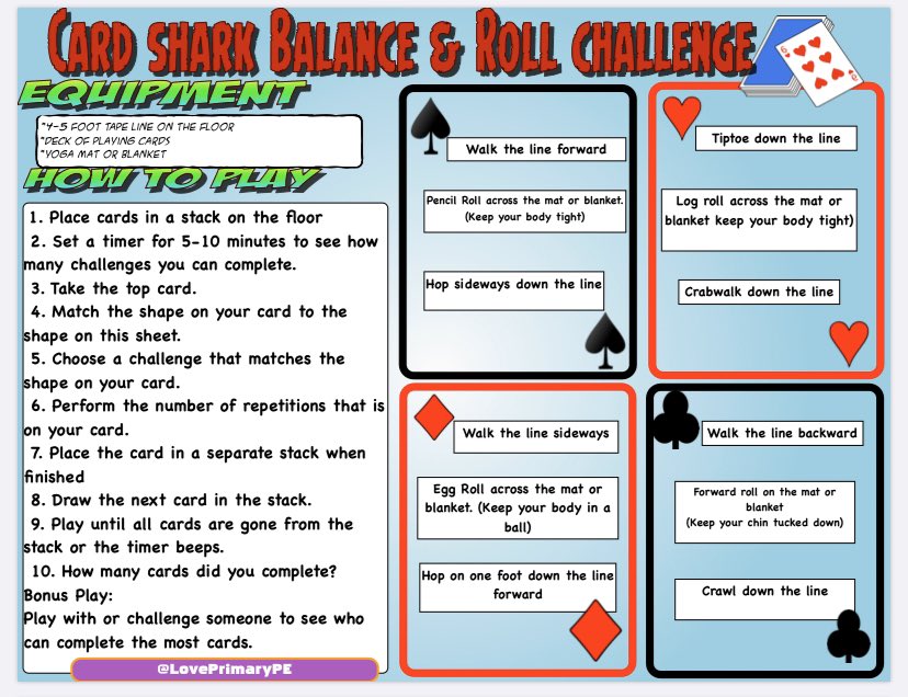 Hey PhysEd friends! Here’s a little balance and roll activity I made to add to our Active at home list! Hope it helps. #espechat <a href="/HDPhysEd/">Cliff Roop</a> <a href="/BigTennPhysEd/">Daniel Tennessen</a>