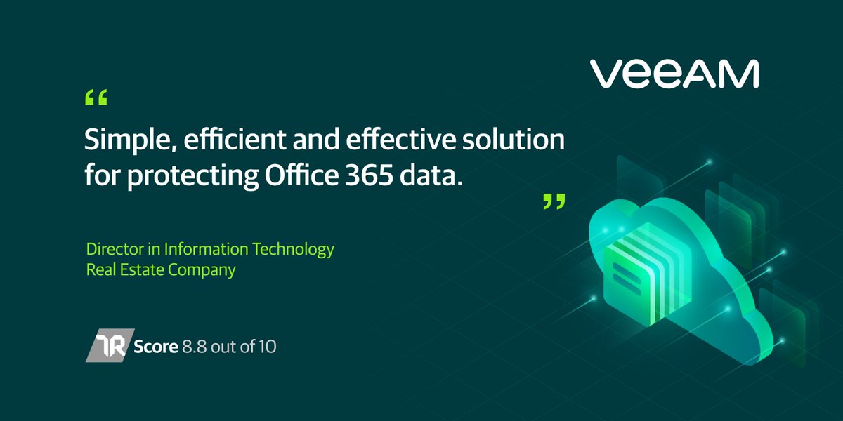 100+ customers have reviewed the #1 Backup & Recovery for Microsoft #Office365. Check out what they have to say on @trustradius 👉ow.ly/TSxj50z3aGs #BetterBackup #VeeamBackup