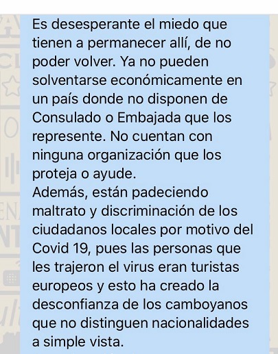 Micris2019's tweet photo. Me llego al Whatsapp , es de un amigo , tiene un familiar varado en Camboya , si por favor pueden difundir y hacer algo por estos 14 Argentinos , gracias ! https://t.co/vG0fnKWiXk