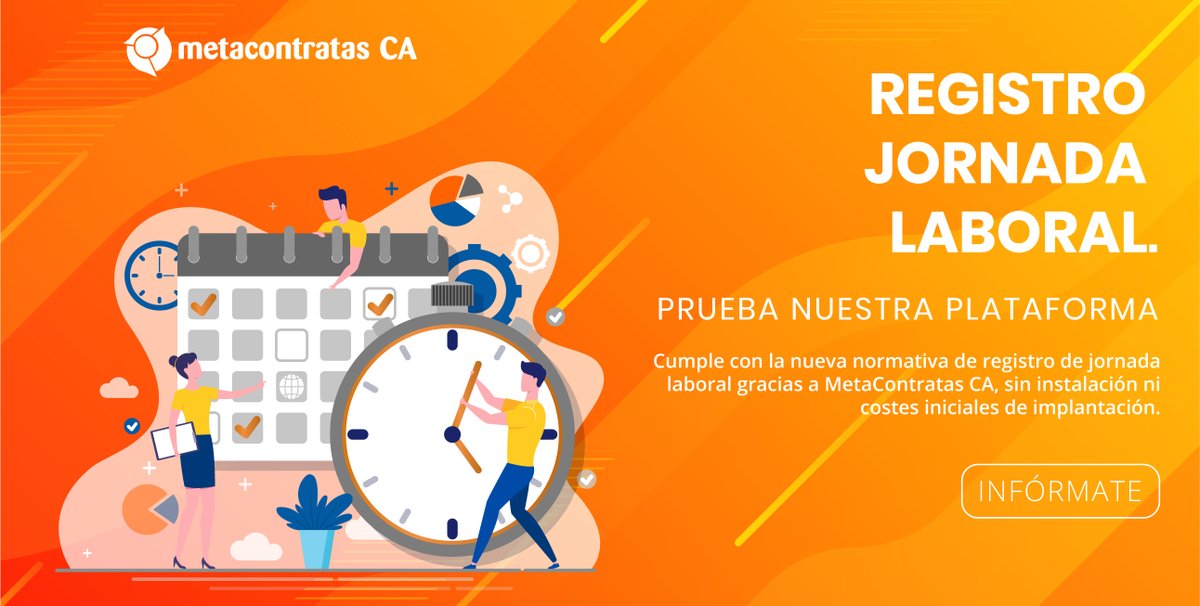 MetaDataSL's tweet image. Cumple con la nueva normativa de registro de jornada laboral gracias a MetaContratas CA, sin instalación ni costes iniciales de implantación  ⏱️👀

metacontratas.com/registro-jorna…