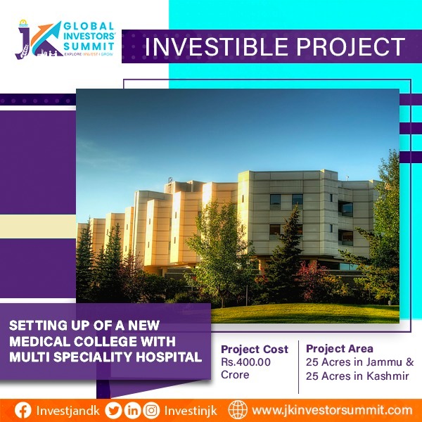 InvestinJK's tweet photo. Opportunity to set up a New #MedicalCollege with #MultiSpeciality #Hospital in Jammu &amp; Kashmir. More identified #investibleprojects available, visit https://t.co/CYqoBsUpzZ for more. https://t.co/XB5d3wNBBd