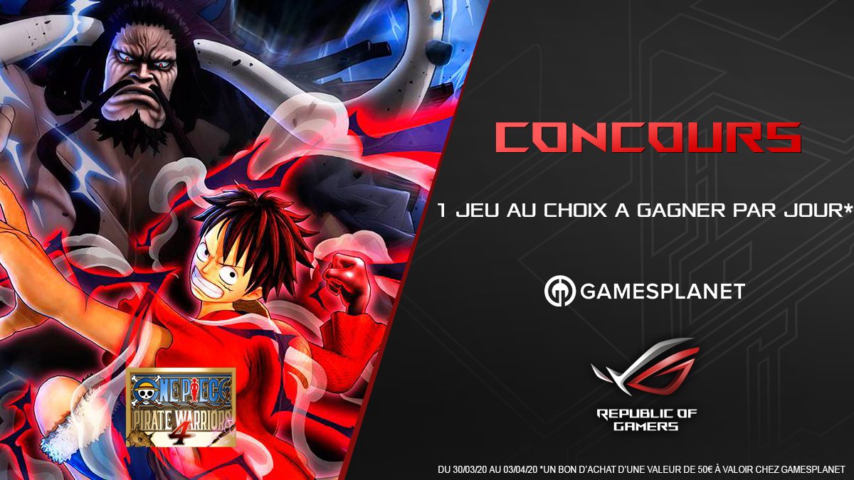 ASUS_ROG_FR's tweet photo. 🎁 #CONCOURS JOUR 4 🎁
GAGNE 1 JEU AU CHOIX PAR JOUR* !
Pour participer : 👇
🔹Retweet + Follow @ASUS_ROG_FR &amp; @GamesplanetFR
🔹Commente avec #ROGFromHome + un lien vers le jeu de ton choix chez https://t.co/3j66yozH2S 
🔹Bonus : Partage une photo de ton setup https://t.co/gCts9qUZvN