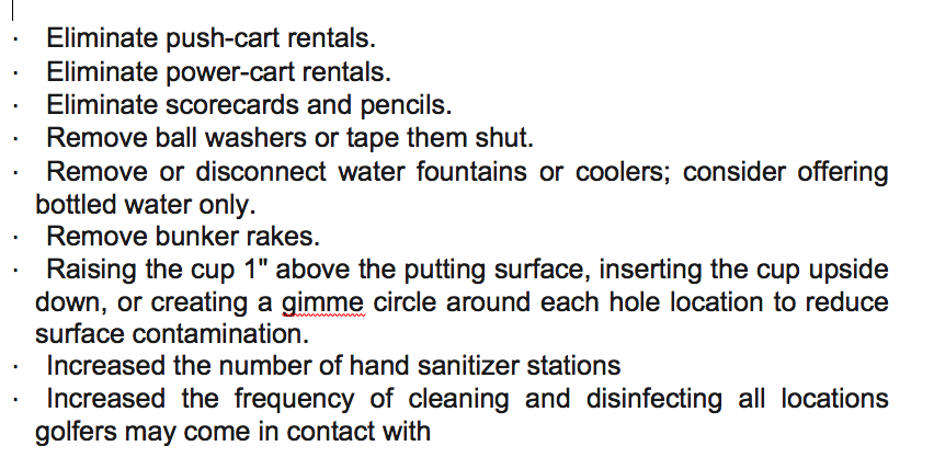 The National Golf Course Owners Association of Canada is suggesting Ontario clubs who wish to appeal to the provincial government to include golf on the list of essential services take these precautions. Thoughts? Should golf be an essential service?