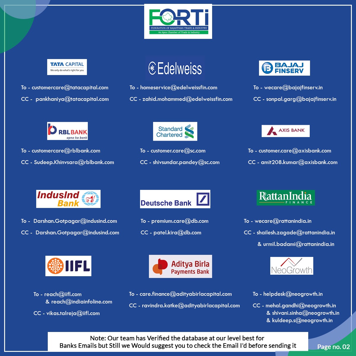 FORTIRajasthan's tweet image. Here are listed E-mail ID of banks to hold your automated or pre-scheduled EMI debits as per RBI guidelines.
#Fortiindia #bankemi #RBI #EMIdebits #coronaviruscrises