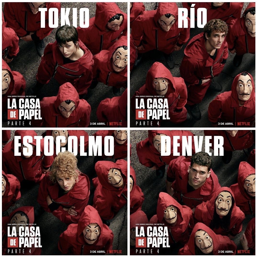  MONEY HEIST. A THREADTomorrow Money Heist returns with part 4! Here’s a thread to keep you going until then. Quote tweet with the one that you choose. #MoneyHeist  #LaCasaDePapel  #BellaCiao21h  #BellaCiao  #MoneyHeist4 Who is your favourite character?