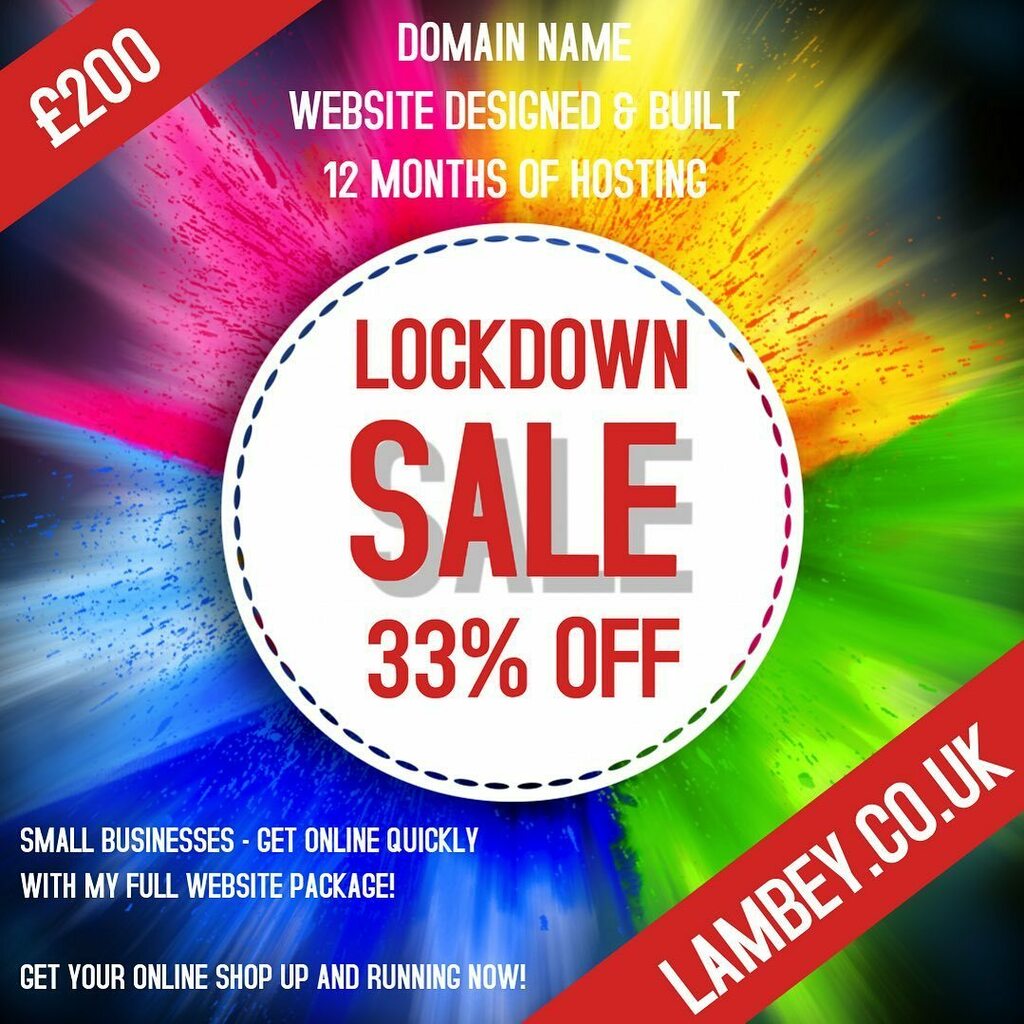 LambeyIT's tweet photo. Seeing as we’re on lockdown, and I have a LOT more time on my hands than usual, I’m knocking 33% off the usual price for a full website package.
£200 gets you the lot. 
Domain name, website designed and built, and hosted for 12 months.
Offer on while we’… https://t.co/8rE0iWV07h https://t.co/p273HzR9vX