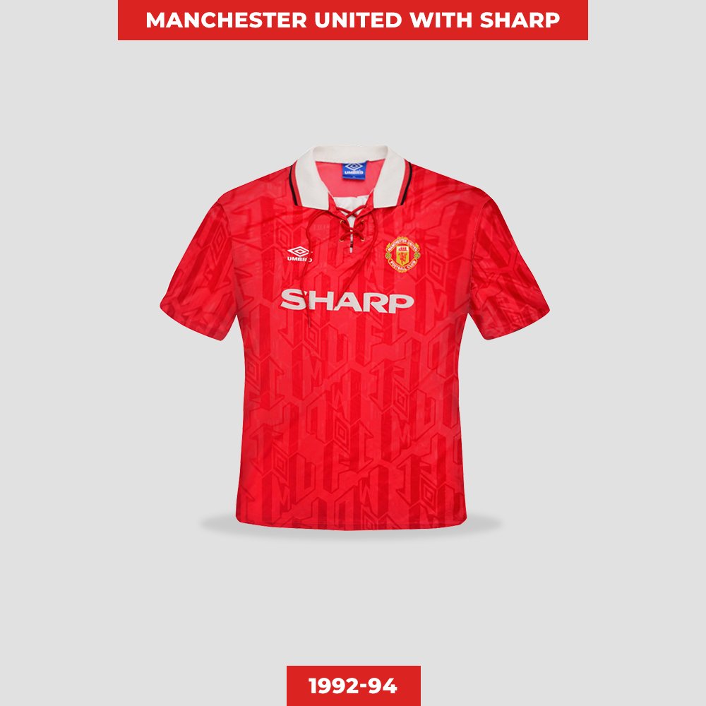 Classic Football Shirts on "Manchester United Sharp: The 80s The first Sharp shirt worn from 1982-84 Sharp Electronics as the sponsor before changing to 'Sharp' for the rest of