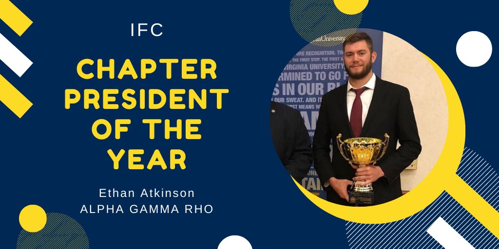 For his exemplary leadership as President of <a href="/AGR_WVU/">Αlpha Gamma Rho WVU</a>, Ethan Atkinson is our <a href="/WVUFraternities/">WVU IFC</a> Chapter President of the Year! 🏅