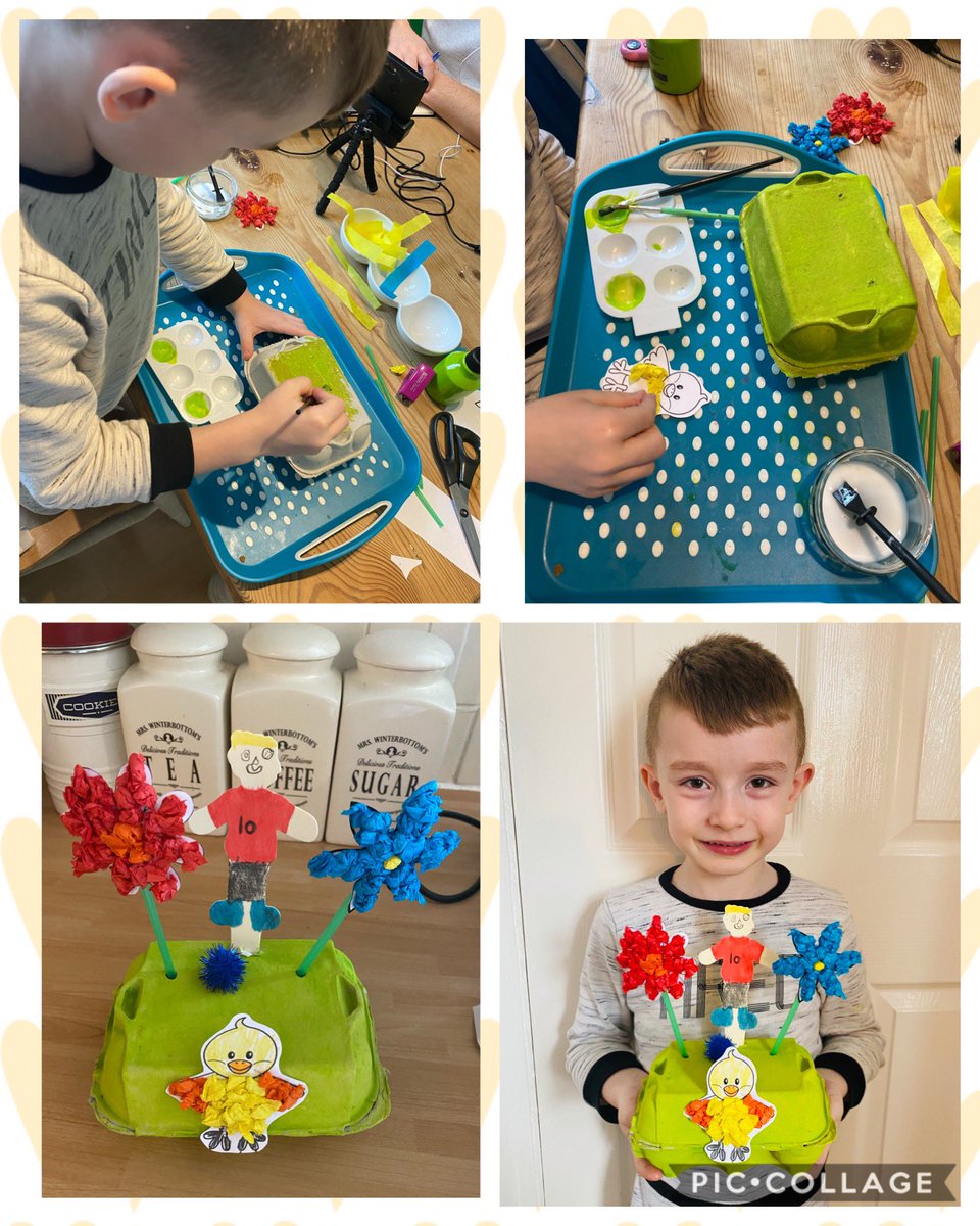 Kayleigh3649's tweet photo. We’ve had a creative morning today...It took lots of “encouragement” to get Zak going as he’s not usually one for arts and crafts- it doesn’t involve a ball 🙈 but once he started he really enjoyed it! @MillfieldPS One for Mr Kelly’s spring collage. Note the “football” https://t.co/aYjwDRec2o