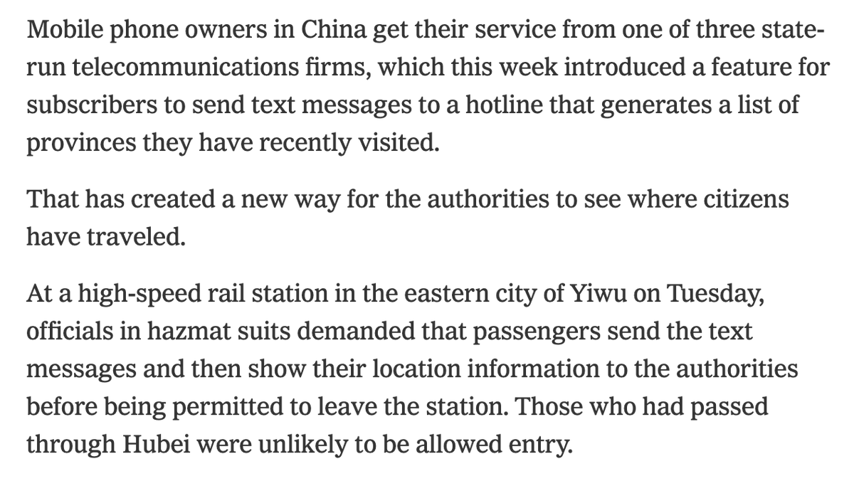 Plenty of reason to doubt exactly how many died in China, but we know China aggressively surveils and quarantines.Movements of people who’ve been in Hubei are monitored and restricted, and some reports say when they enter other provinces they’re immediately detected & tested.