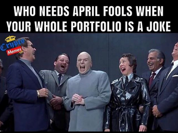 cryptochaseio's tweet photo. You open blockfolio and see coins like Tron, Substratum and Enigma. That was the best April fools ever!

#aprilfools #shitcoin #crypto #memes #blockchain https://t.co/uQlWc64GtD