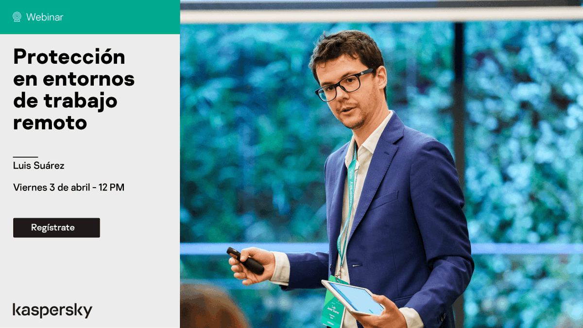 KasperskyES's tweet photo. Mañana 3 de abril a las 12pm, tendremos el webinar  “Protección en entornos de trabajo remoto”. 💻🏡
Apúntate en ➡️ https://t.co/G6PAEggsRx
- Configura un lugar de trabajo seguro 
- Conoce las amenazas que pueden presentarse ☠️
- Tecnologías de Kaspersky para bloquearlas ✅ https://t.co/0YHXuKqRyj