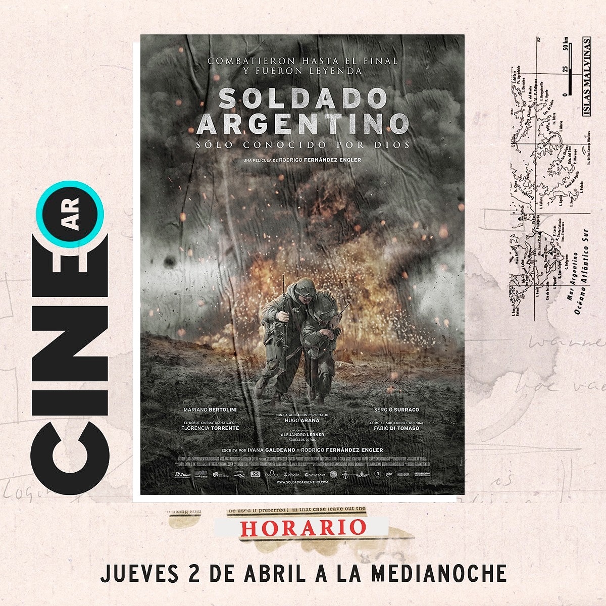 Esta noche por <a href="/CINEAR_/">CINE.AR</a> .

#MalvinasArgentinas 
#2deAbril 
#LasMalvinasSonArgentinas