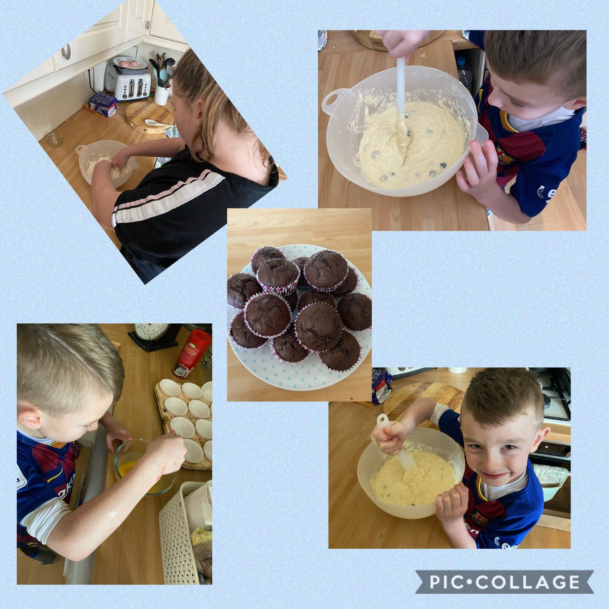 Kayleigh3649's tweet photo. Yesterday we followed instructions to bake blueberry muffins and chocolate and banana muffins. Mum never follows the recipe properly and always adds her own “extras” but we learnt one thing today... always follow the recipe! The blueberry muffins were a total flop! @MillfieldPS https://t.co/OaJjd4pAwN