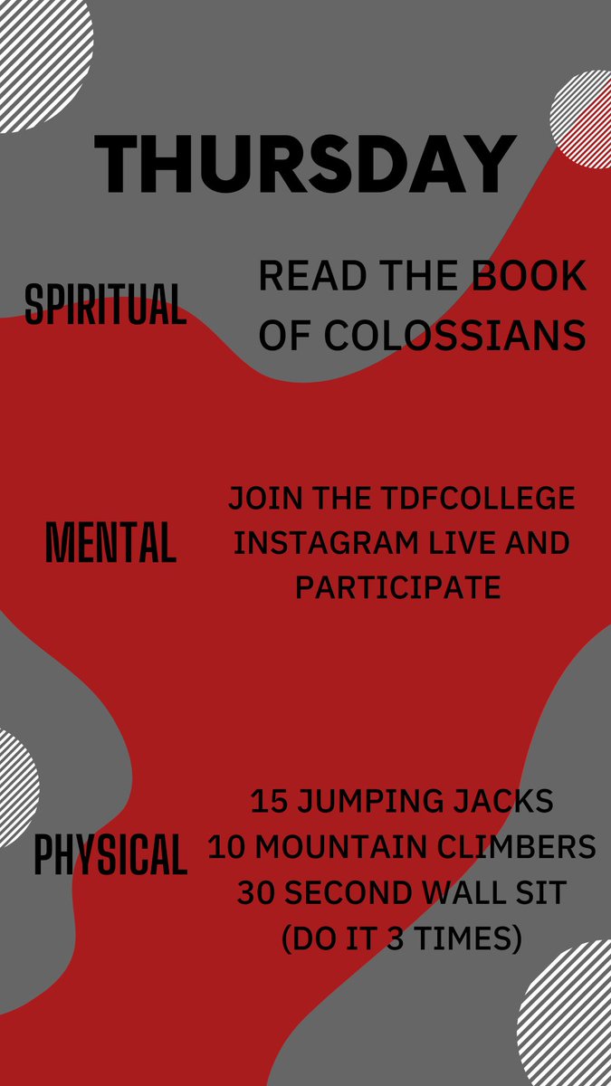 tdfcollege's tweet photo. Day Three of Healthy Social Distancing Challenge https://t.co/em75627cPj